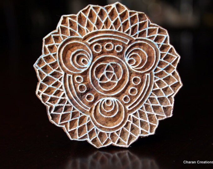 Indian Hand Carved Wood Block Stamp Sacred Geometry - Etsy