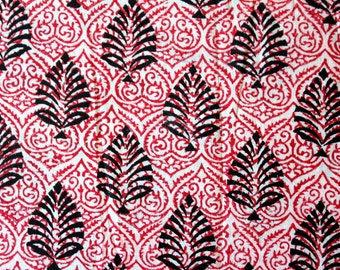 Hand Block Printed Fabric in Beautiful Floral Pattern- One Yard