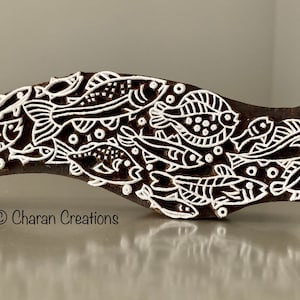 Tampons de poterie, Tampon en bois indien, Tampon textile, Blocs de bois, Tjaps, Tampon d'impression - Banc de poissons