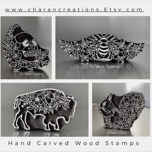 Pottery Stamp, Soap Stamp, Textile Stamp, Indian wood stamp, Tjap Floral Squirrel image 6