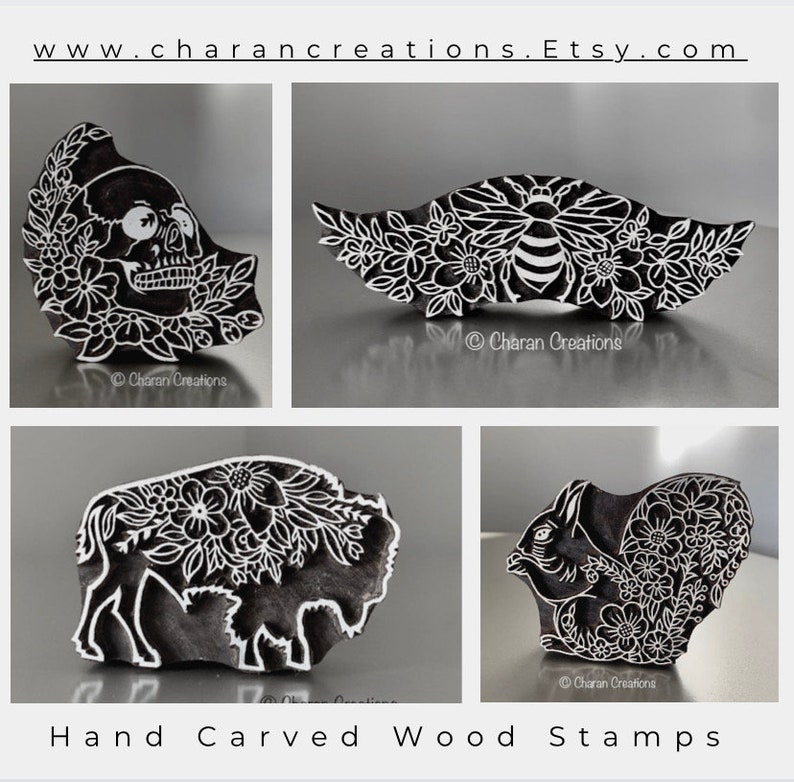 Pottery Stamp, Soap Stamp, Textile Stamp, Indian wood stamp, Tjap Floral Squirrel image 6