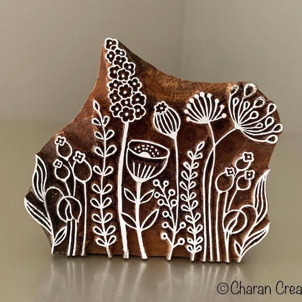 Pottery Stamp, Indian Wood Stamp, Textile Stamp, Wood Blocks, Tjaps, Soap stamp- FLORAL PLANTS