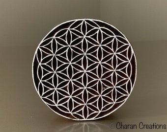 Wood Block Stamp, Tjaps, Indian Wood Stamp, Pottery Stamp, Textile Stamp, Hand Carved, Printing Stamps- Flower Of Life