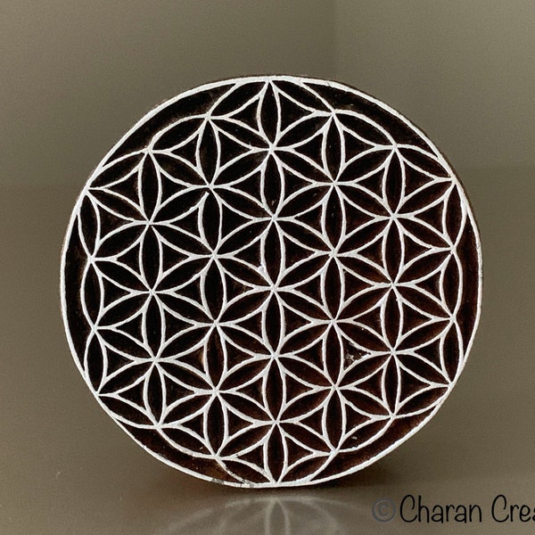 Wood Block Stamp, Tjaps, Indian Wood Stamp, Pottery Stamp, Textile Stamp, Hand Carved, Printing Stamps- Flower Of Life