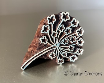 Hand Carved Stamp, Indian Wood Stamp, Textile Stamp, Pottery Stamp, Tjaps- Spirea/ Meadowsweets