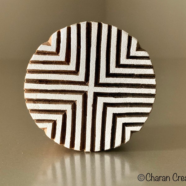 Indian Wood Stamp, Pottery stamp, Textile Stamp, Wood Blocks, Tjaps, Printing Stamp-Round Geometric Form