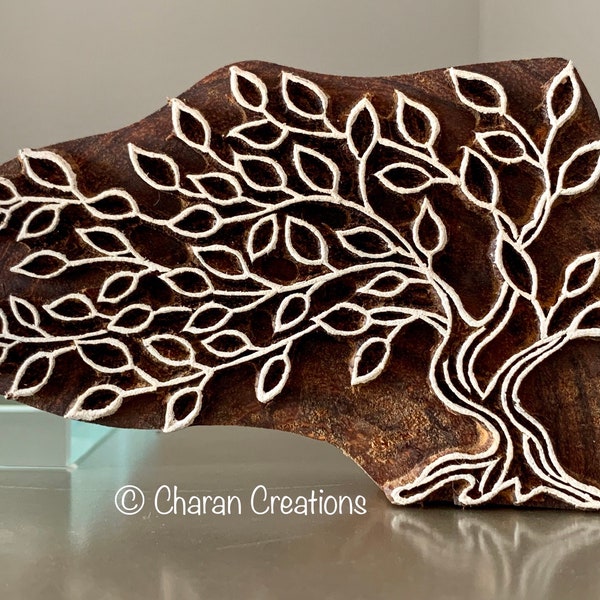 Tampon poterie, Tampon textile, Tampon bois indien, Tjaps, Tampon impression bloc - Arbre stylisé
