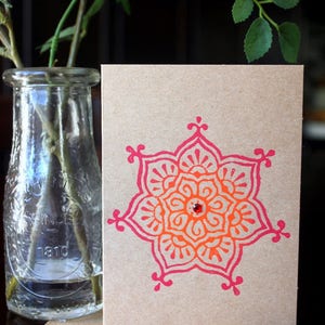 Hand Block Printed Kraft Blank Card with Envelope image 1