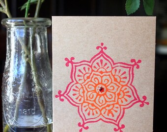 Hand Block Printed Kraft Blank Card with Envelope