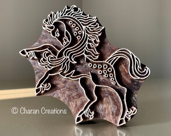 Wood Block, Carved wood stamp, Printing stamps, Pottery Stamp, Soap Stamp- Stallion