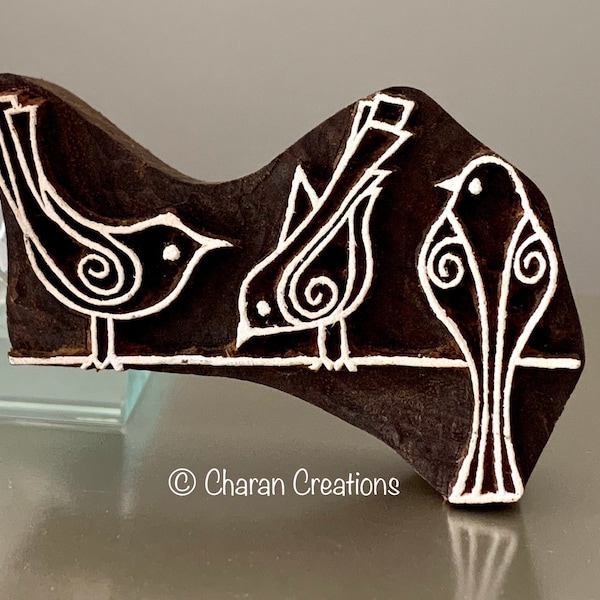 Pottery Stamps, Wood Blocks, Tjaps, Carved wood stamps, Indian wood stamps, Soap Stamps- Cute Birds