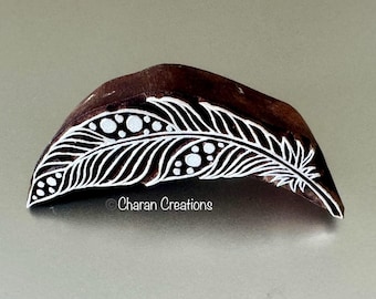 Pottery Stamp, Textile Stamps, Indian Wood Stamp, Tjaps, Blockprint Stamp- Feather