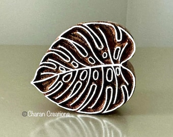 Textile Stamp, Pottery Stamp, Indian Wood Stamp, Tjaps, Blockprint Stamp- Monstera Leaf