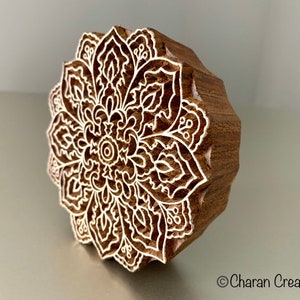 Pottery Stamp, Fabric Stamp, Indian Wood Stamp, Tjaps, Blockprint Stamp Mandala/Medallion image 4