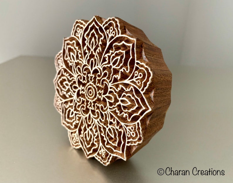 Pottery Stamp, Fabric Stamp, Indian Wood Stamp, Tjaps, Blockprint Stamp Mandala/Medallion image 4