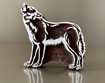 Pottery Stamp, Indian Wood Stamp, Textile Stamp, Wood Blocks, Tjaps, Soap stamp- Howling Wolf