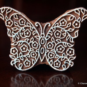 Textile Stamp, Pottery Stamp, Indian Wood Stamp, Tjaps, Blockprint Stamp, Hand Carved Wood stamp- Stylized Butterfly