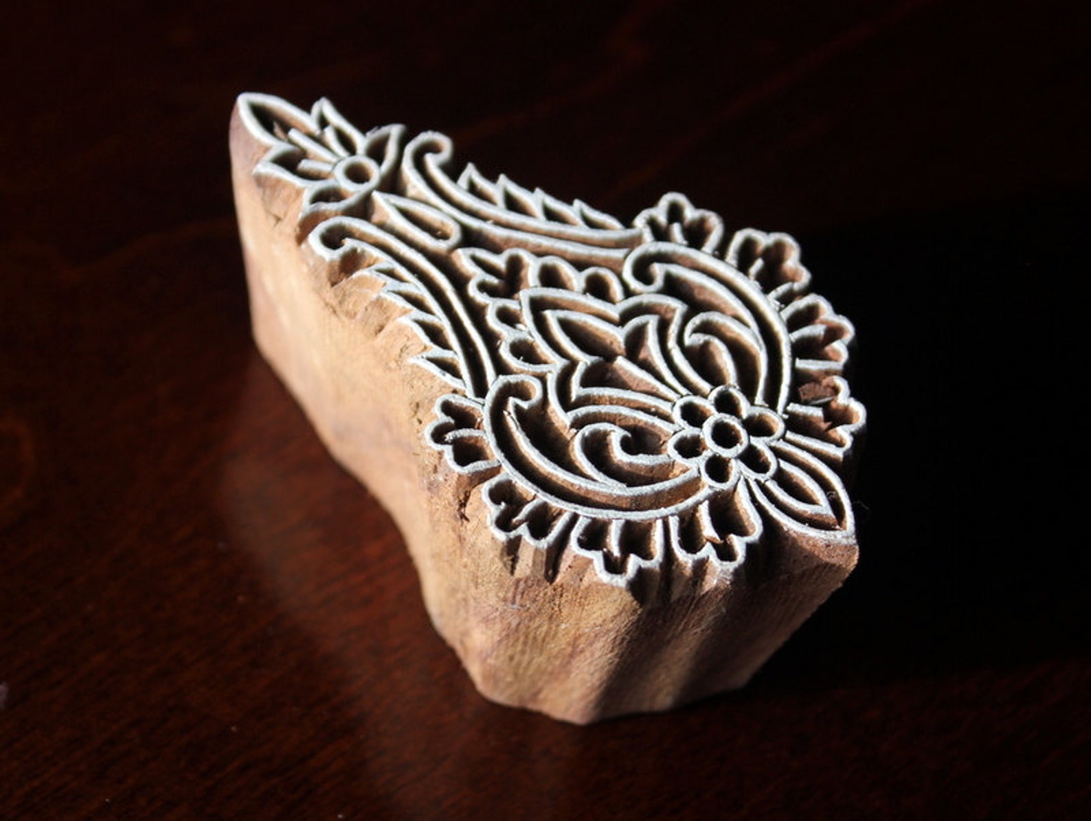 Hand Carved Indian Wood Textile Stamp Block Baroque/ Damask Etsy