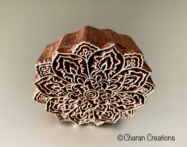 Keramik Stempel, Stoff Stempel, Indischer Holz Stempel, Tjaps, Blockprint Stempel Mandala/Medaillon Bild 5