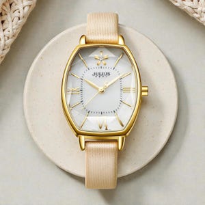 Sparkling Women’s Luxury Leather Watch Elegant Quartz Wristwatch for Ladies Romantic Fashion Analog Timepiece Gift for Her Daily Wear Gold