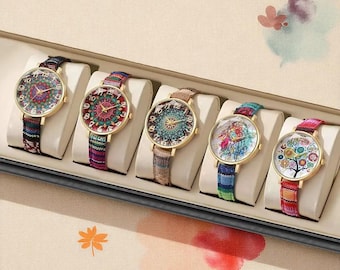 PIERRE HENRY 腕時計　ヴィンテージ Pierre Henry Vintage Floral Watch – Colorful Quartz Watch With