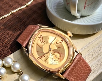 Luxus quadratische Lederuhr Twisted Case Quarz Armbanduhr Retro klassisches Design Einzigartige Nische Unisex Style Geschenk für das tägliche Outfit