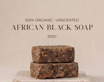 Afrikansk svart tvål, 100 % autentisk, ekologisk och oraffinerad för ansikte, kropp och hår, daglig tvätt, djuprengörande, färskimporterad från Ghana