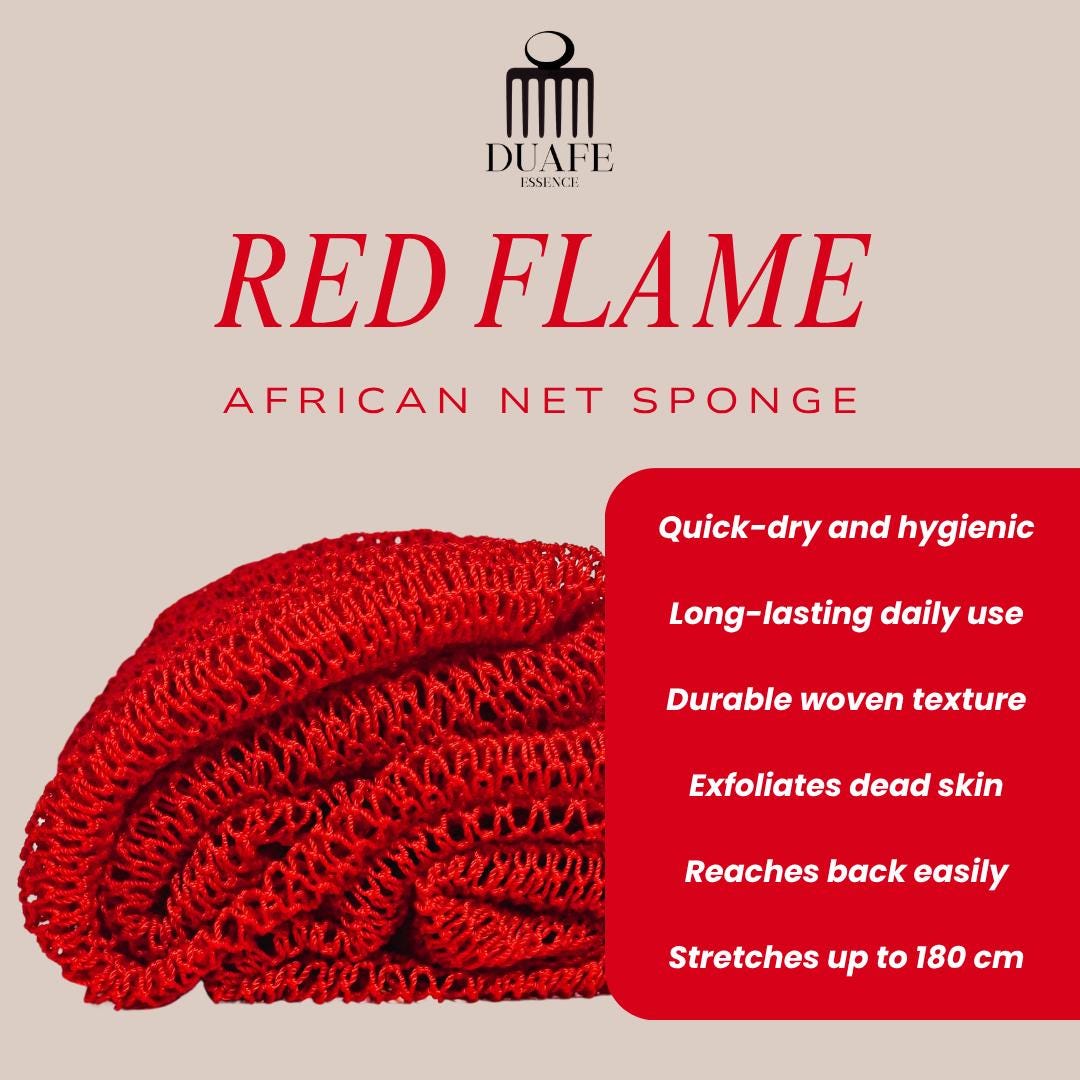African Net Sponge - Red Flame | Shower Sponge, Reusable Exfoliating ...
