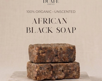 African Black Soap, 100% Authentic, Organic & Unrefined for Face, Body and Hair, Daily Wash, Deep Cleansing, Freshly Imported From Ghana