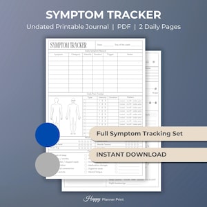 Symptom Tracker and Pain Journal for Chronic Illness Tracker Symptom Log Medical Tracker with Health Chart