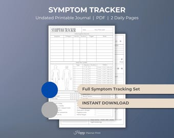 Symptom Tracker and Pain Journal for Chronic Illness Tracker Symptom Log Medical Tracker with Health Chart