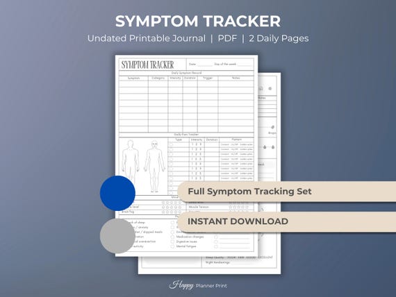 Symptom Tracker and Pain Journal for Chronic Illness Tracker Symptom Log Medical Tracker with Health Chart