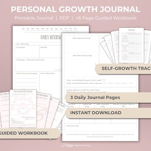 Personal Growth Journal for Self Discovery Development Workbook, Self Improvement Printable