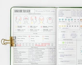 Tracker dell'emicrania PDF stampabile – Registro dei sintomi del mal di testa Diario dell'emicrania Tracker della salute Tracker dei trigger dell'aura
