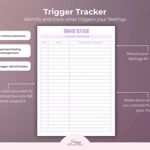 Printable Mood Tracker Digital Wellness Journal Mental Health Feelings Emotion Tracking Sleep Anxiety Management Stress Daily image 12