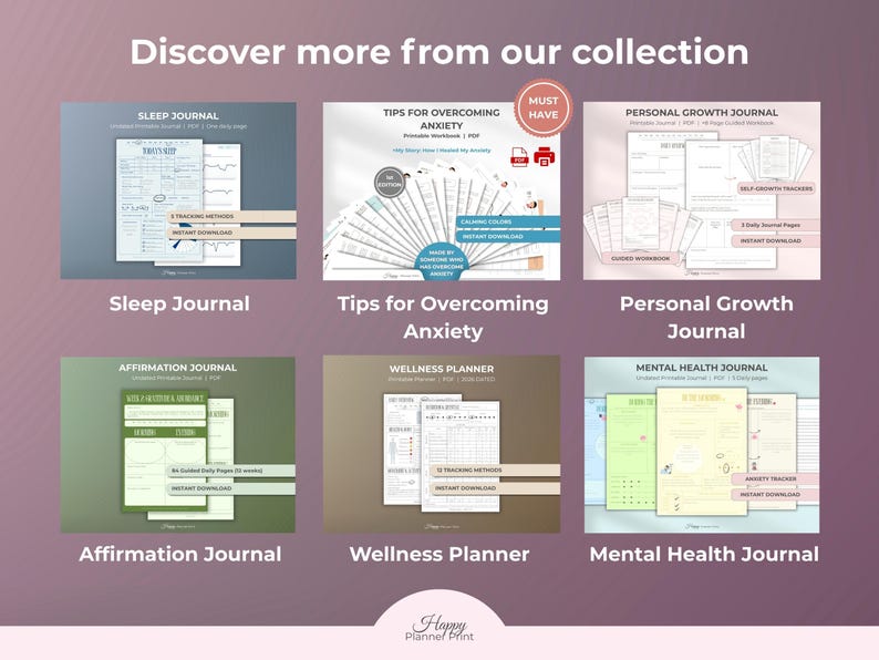 Printable Mood Tracker Digital Wellness Journal Mental Health Feelings Emotion Tracking Sleep Anxiety Management Stress Daily image 14
