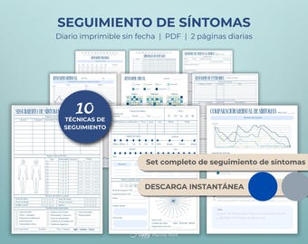 Seguimiento de Sintomas Imprimible Diario de Salud y Bienestar Registro de Dolor Estado de Animo y Medicacion Health Tracker PDF