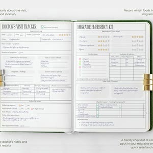 Registro de migraña (PDF imprimible): registro de dolor de cabeza, diario de síntomas, diario de migraña, seguimiento de salud, seguimiento de desencadenantes del aura imagen 6