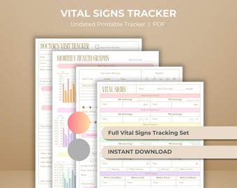 Registro dei segni vitali stampabile, strumento di monitoraggio dei segni vitali per pressione sanguigna, frequenza cardiaca, polso, diario sanitario per infermieri e assistenza e monitoraggio dei sintomi