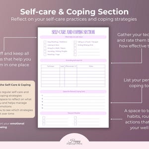 Printable Mood Tracker Digital Wellness Journal Mental Health Feelings Emotion Tracking Sleep Anxiety Management Stress Daily image 11
