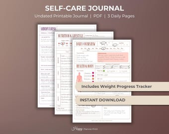 Self Care Bullet Journal and Planner with Weight Tracker Wellness Journal Health Tracker Mindfulness Nutrition