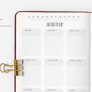 Printable Brain Dump Mind Dump Mental Declutter Stress Relief Thought Organization Overwhelm Release Template