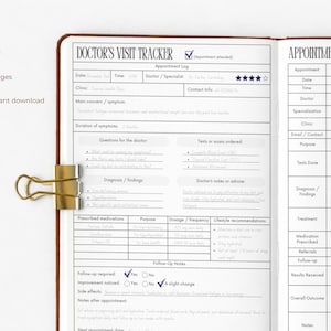 Medical Appointment Tracker and Doctor Visit Tracker – Healthcare Organizer Lab Test and Medication Tracker, Blood Pressure Log