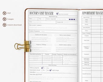 Tracciatore di appuntamenti medici e visite mediche - Organizzatore sanitario Tracciatore di esami di laboratorio e farmaci, Registro della pressione sanguigna