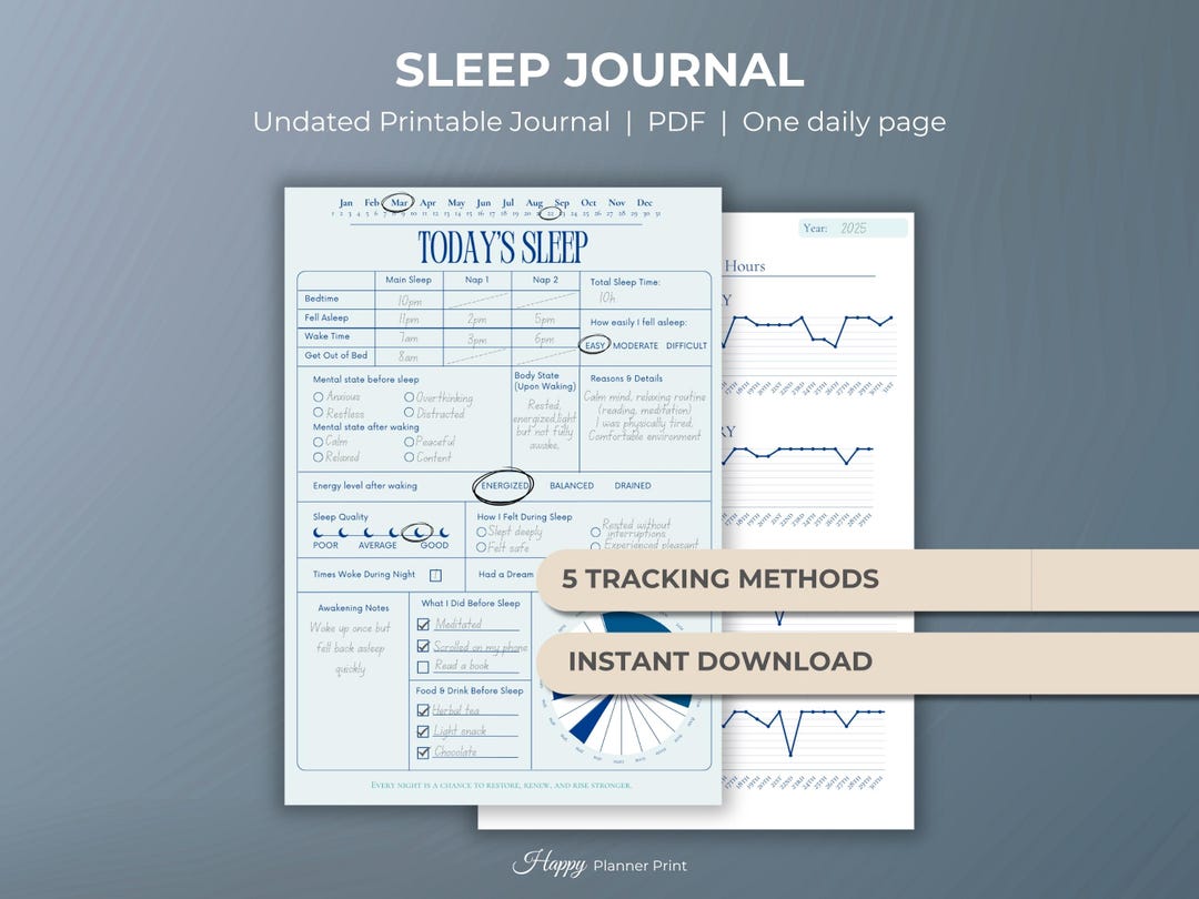 Sleep Journal Printable Sleep Tracker Bullet Journal Sleep Planner ...