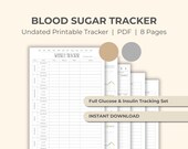 Blood Sugar Tracker Glucose Record, Diabetes Health Log Daily Diabetic Chart Digital Printable Insulin Tracker