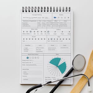 Health and wellness tracker with daily symptom logging mental state check medication and supplements record sleep tracker and nutrition planner for personal use