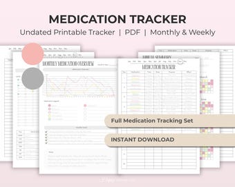 Printable Medication Tracker for Daily Medicine and Pill Organizer with Supplement Chart, Medication Schedule Prescription List