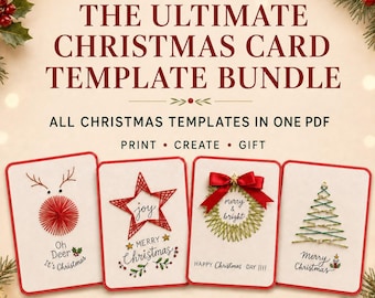 Plantilla definitiva para imprimir tarjetas navideñas (conjunto de más de 25 tarjetas)