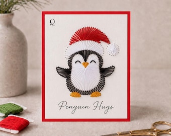 Penguin hugs Christmas Card Template